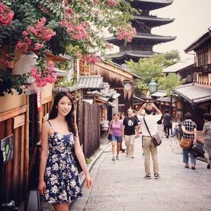 Navy floral midi dress